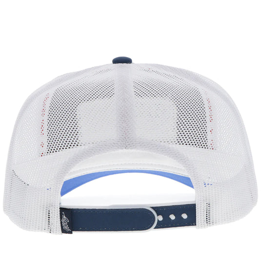 2385T-NVWH - HOOEY  "GRUENE HALL" HAT NAVY/WHITE W/RED/ NAVY & YELLOW PATCH