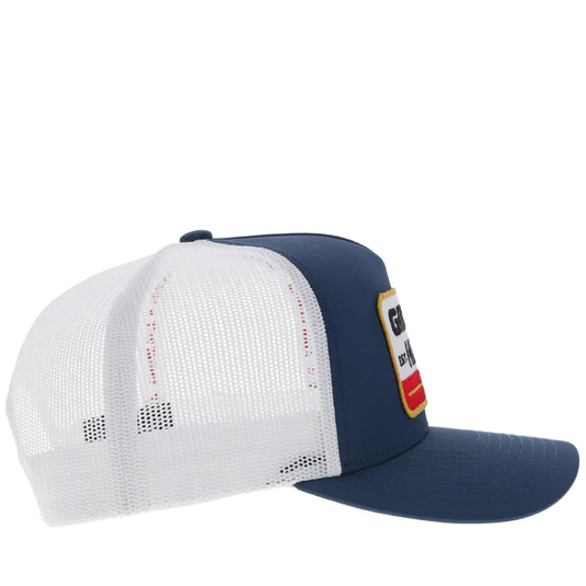 2385T-NVWH - HOOEY  "GRUENE HALL" HAT NAVY/WHITE W/RED/ NAVY & YELLOW PATCH