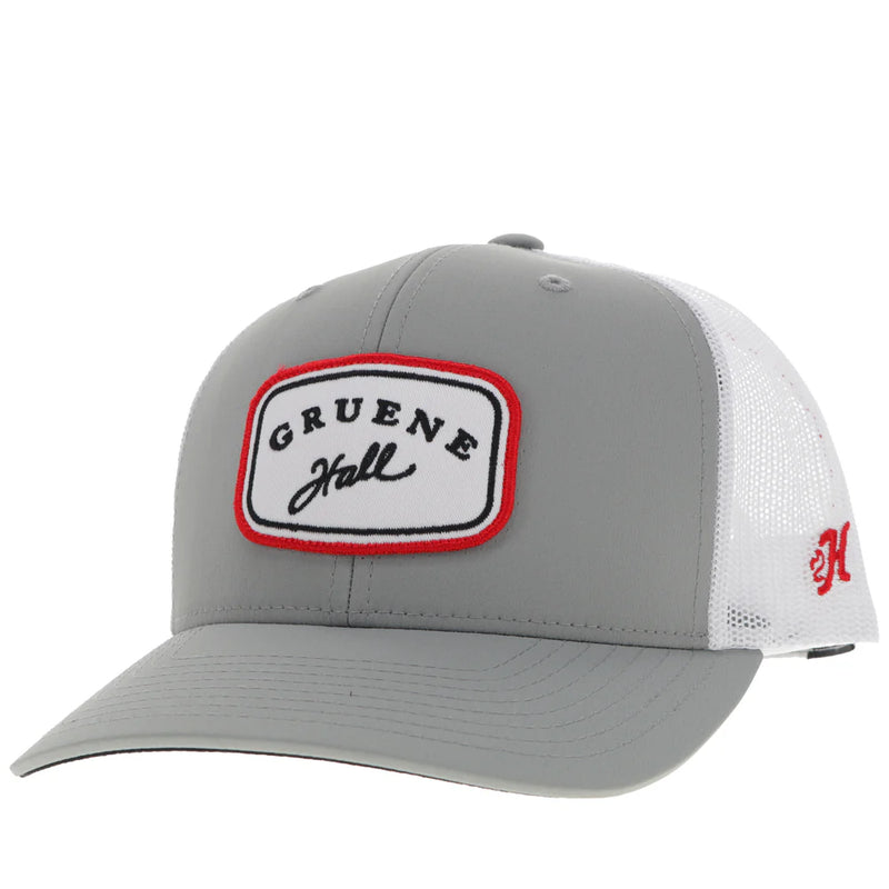 Load image into Gallery viewer, 2389T-GYWH - Hooey &quot;Gruene Hall&quot; Hat Grey/ White w/Red &amp; Navy Patch
