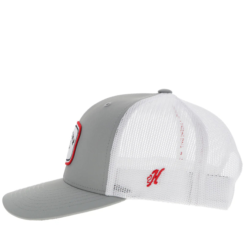 Load image into Gallery viewer, 2389T-GYWH - Hooey &quot;Gruene Hall&quot; Hat Grey/ White w/Red &amp; Navy Patch
