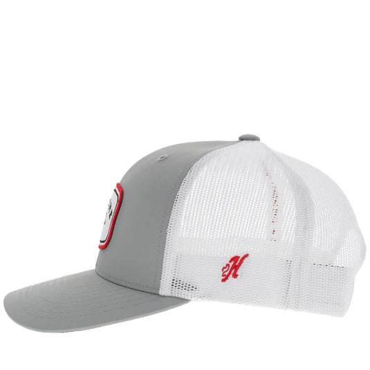 2389T-GYWH - Hooey "Gruene Hall" Hat Grey/ White w/Red & Navy Patch
