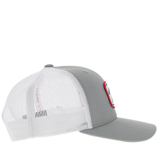 2389T-GYWH - Hooey "Gruene Hall" Hat Grey/ White w/Red & Navy Patch