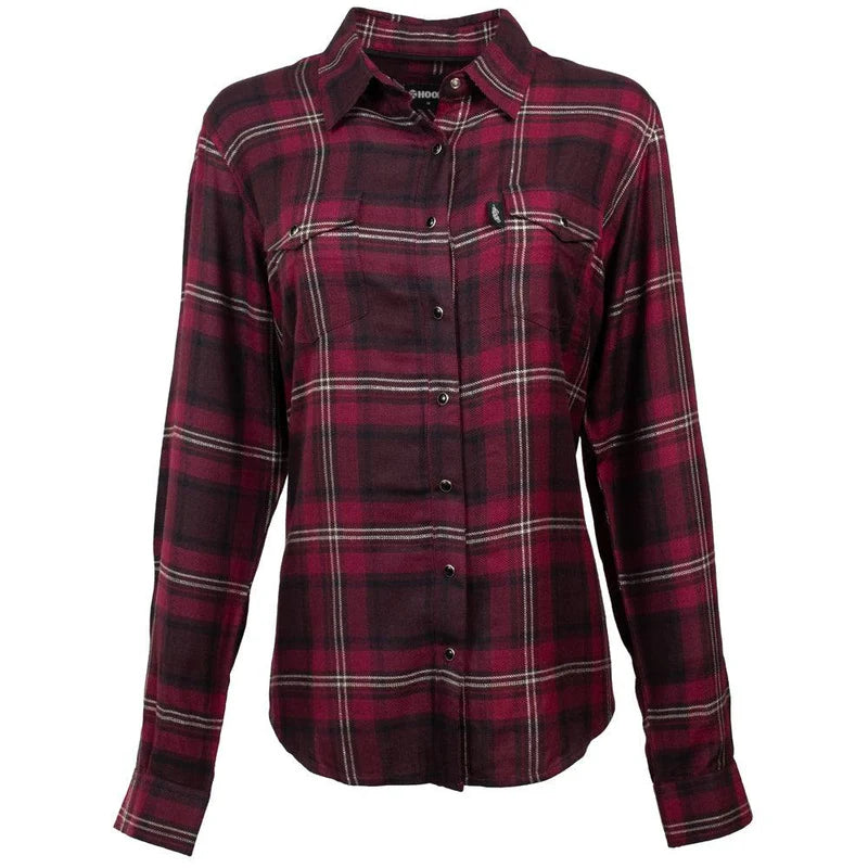 Load image into Gallery viewer, HF1001MABK - HOOEY  &quot;LADIES FLANNELS&quot; MAROON/BLACK
