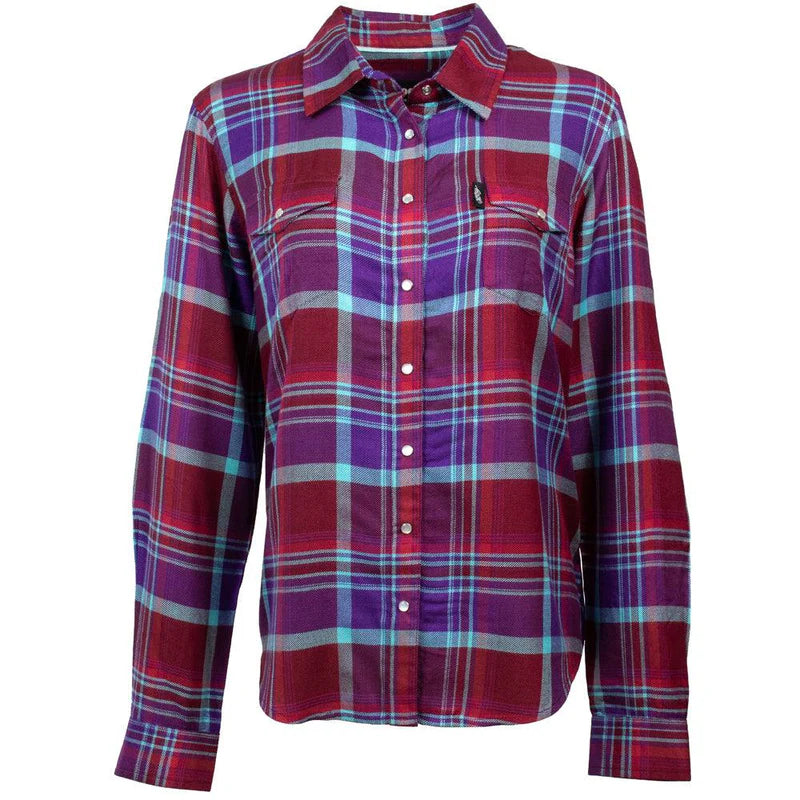 Load image into Gallery viewer, HF1001PLRD - HOOEY  &quot;LADIES FLANNELS&quot; PURPLE/RED
