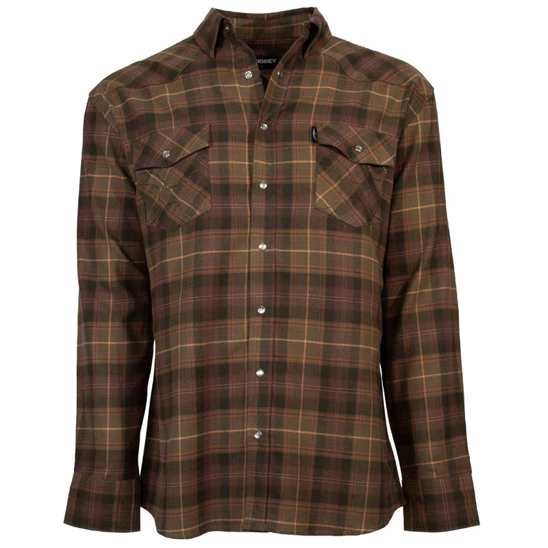 Load image into Gallery viewer, HF1002BRBK - HOOEY  &quot;MEN&#39;S FLANNEL&quot; BROWN/BLACK
