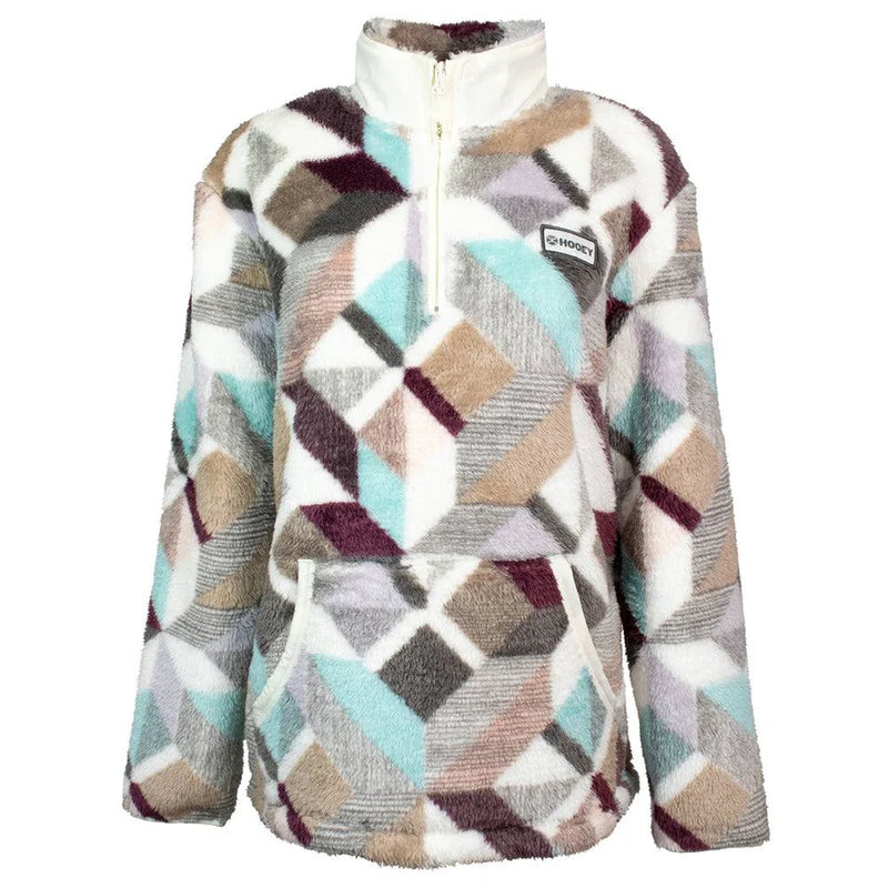 Load image into Gallery viewer, HFP006CRPR - HOOEY  &quot;LADIES FLEECE PULLOVER&quot; CREAM/PRINT
