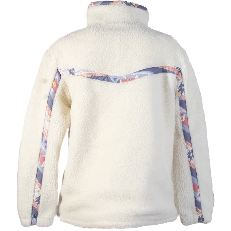 Load image into Gallery viewer, HFP012CR - Hooey &quot;Ladies Sherpa Pullover&quot; Cream w/Pink &amp; Aztec
