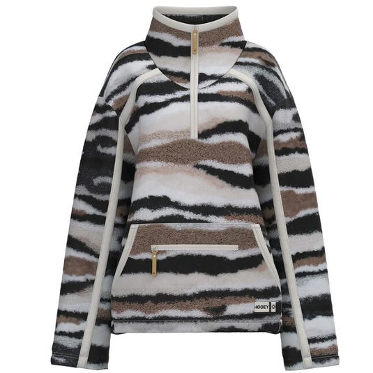 HFP022WHBK-Y - Hooey Youth "Sherpa Pullover" White/Black & Brown Pattern