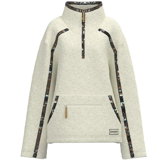 HFP022WH - Hooey Ladies "Sherpa Pullover" White w/Pattern Accents
