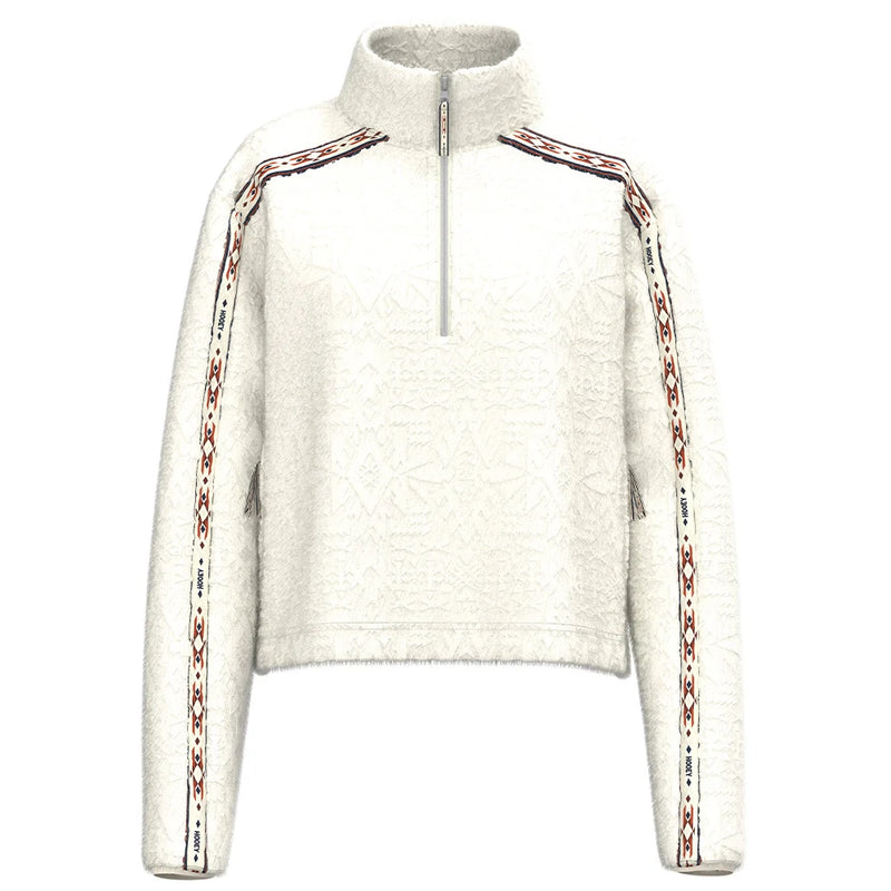 Load image into Gallery viewer, HFP023WH - Hooey Ladies "Mia" Fleece Crop Pullover White
