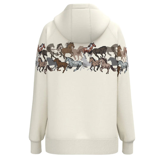 HH2606CRPR - Hooey Ladies "Legendary Hoody" Cream W/Horse Print