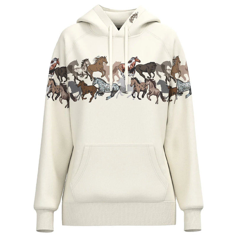 Load image into Gallery viewer, HH2606CRPR - Hooey Ladies "Legendary Hoody" Cream W/Horse Print
