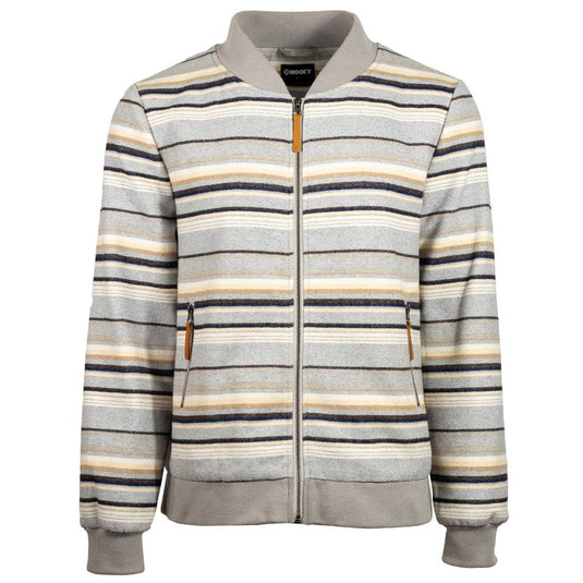 HJ090GYST - Hooey Men's "Ozona" Bomber Jacket Grey/Stripe Pattern