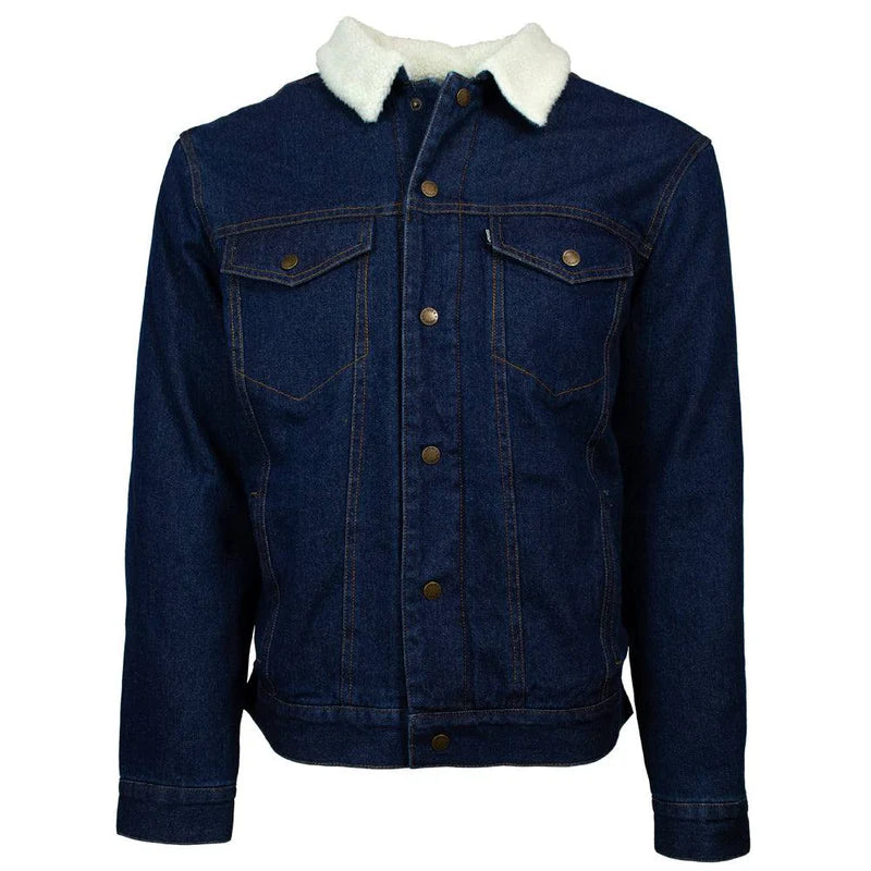 Load image into Gallery viewer, HJ114DE - &quot;Hooey Denim Jacket&quot; w/Cream Sherpa &amp; Brown/ Tan Aztec Fleece Lining

