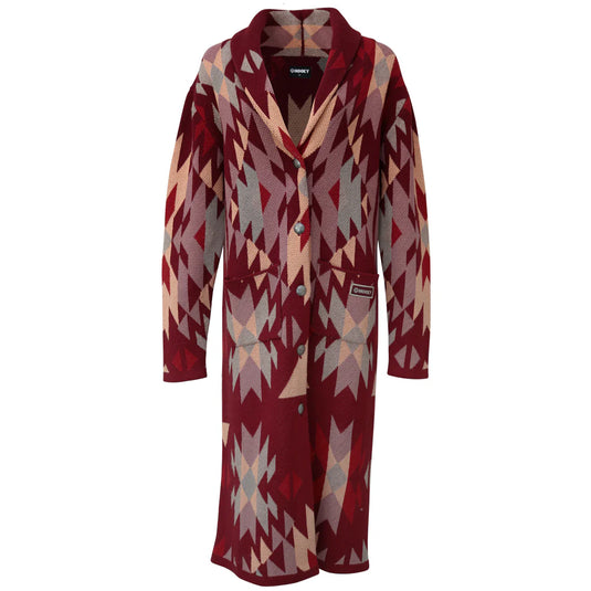 HJ104PKAZ - Hooey Ladies Sweater Knit Duster Multi Color Aztec