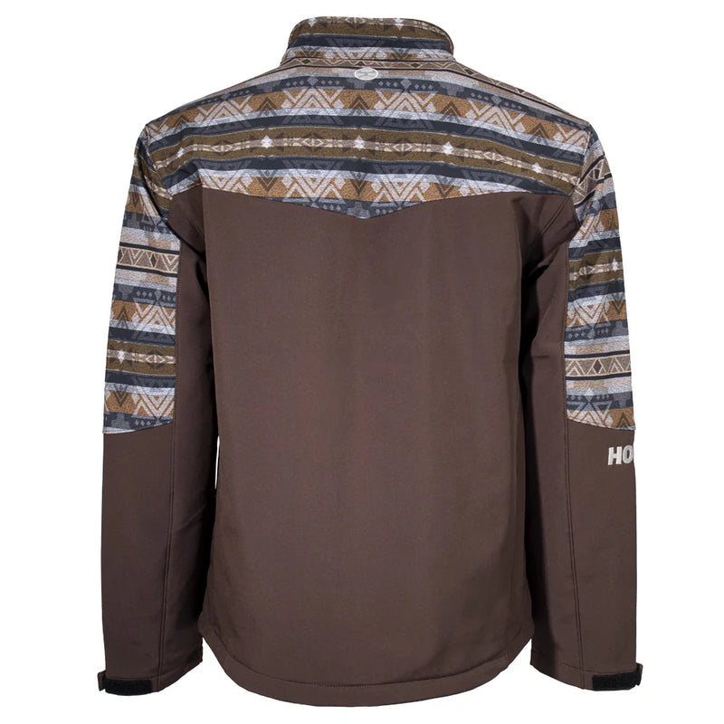 Load image into Gallery viewer, HJ109BRAZ - Hooey Men&#39;s Softshell Jacket Brown Full Zip with Tan / Grey Aztec Sleeves
