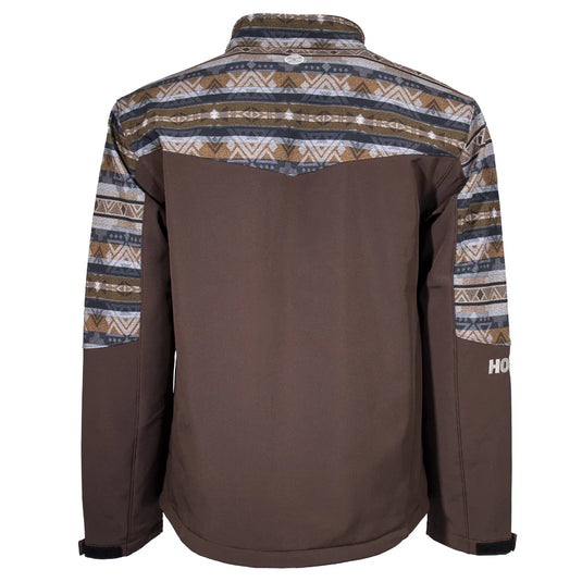 HJ109BRAZ - Hooey Men's Softshell Jacket Brown Full Zip with Tan / Grey Aztec Sleeves