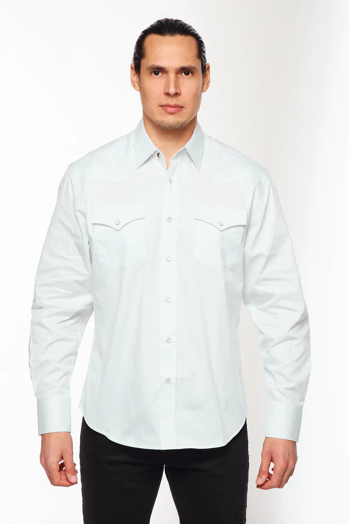 Load image into Gallery viewer, AC108L-WHITE - Rodeo Clothing Men&#39;s Western White Solid Twill Shirt
