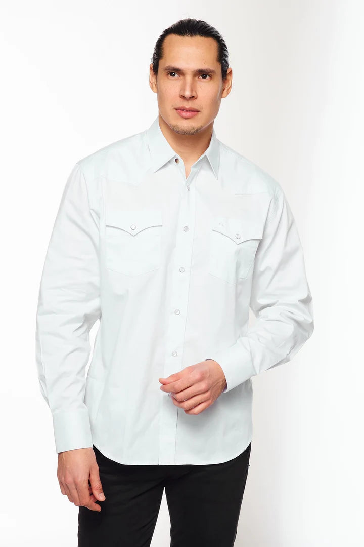 Load image into Gallery viewer, AC108L-WHITE - Rodeo Clothing Men&#39;s Western White Solid Twill Shirt
