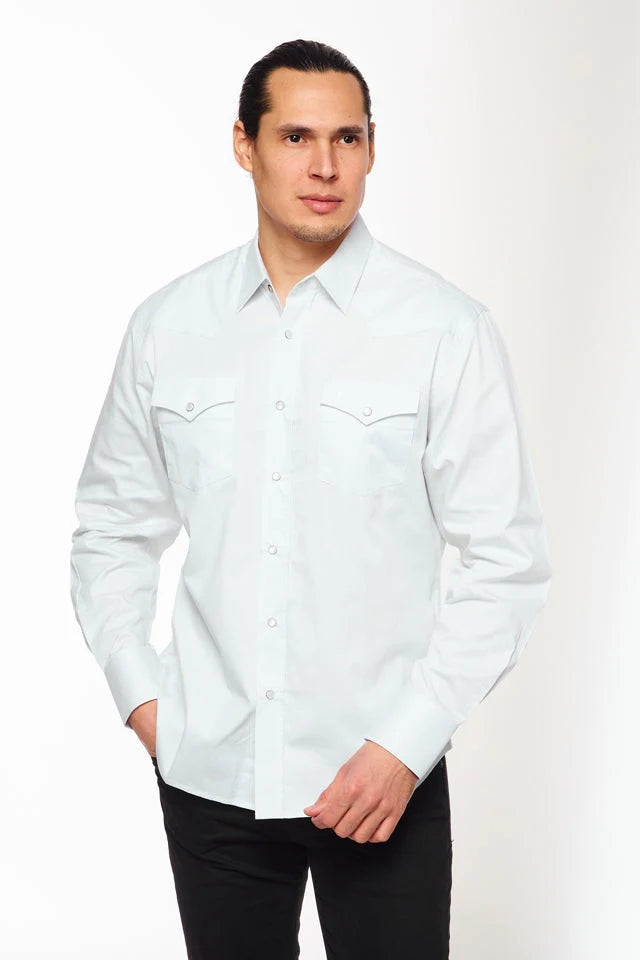 Load image into Gallery viewer, AC108L-WHITE - Rodeo Clothing Men&#39;s Western White Solid Twill Shirt
