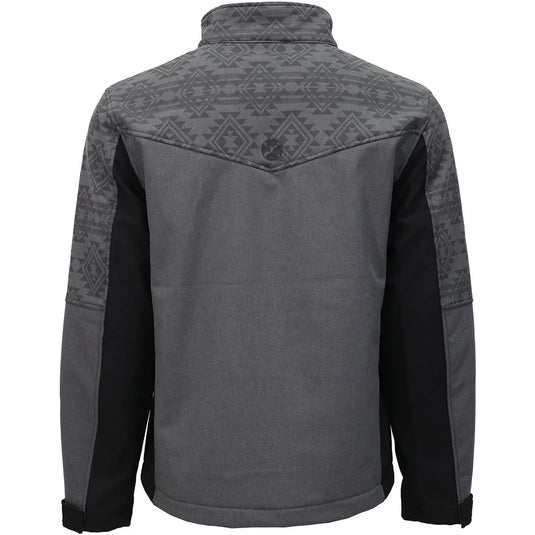 HJ169BKGY - Hooey "Jackson" Softshell Jacket Black & Grey W/ Aztec