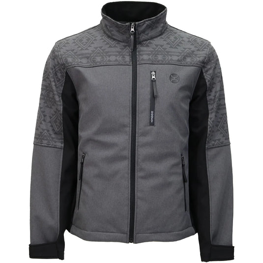 HJ169BKGY - Hooey "Jackson" Softshell Jacket Black & Grey W/ Aztec