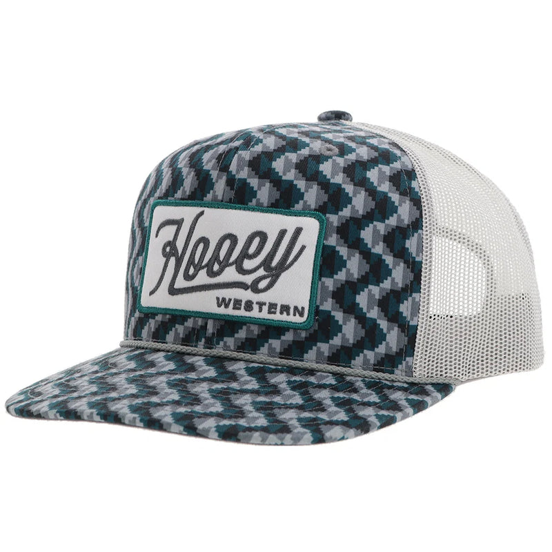 Load image into Gallery viewer, 2448T-TLGY - Hooey "Lakota" Hat Teal/Grey Pattern W/White/Teal Patch
