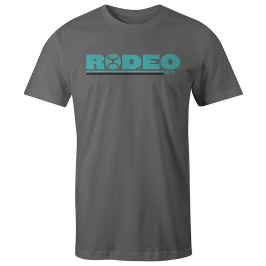 HT1532GY - HOOEY MEN'S "RODEO" GREY T-SHIRT W/TURQUOISE & BLACK LOGO