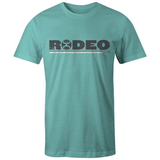 HT1532TQ - HOOEY MEN'S "RODEO" TURQUOISE W/GREY/WHITE LOGO T-SHIRT