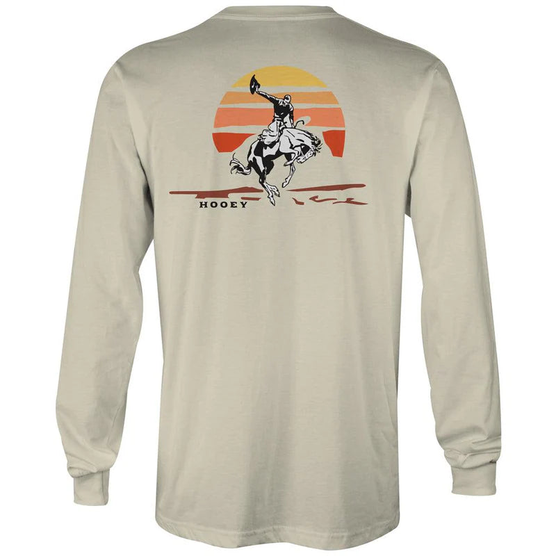 Load image into Gallery viewer, HT1534CR - HOOEY MEN&#39;S  &quot;SUNSET BRONC&quot; CREAM LONG SLEEVE TEE SHIRT
