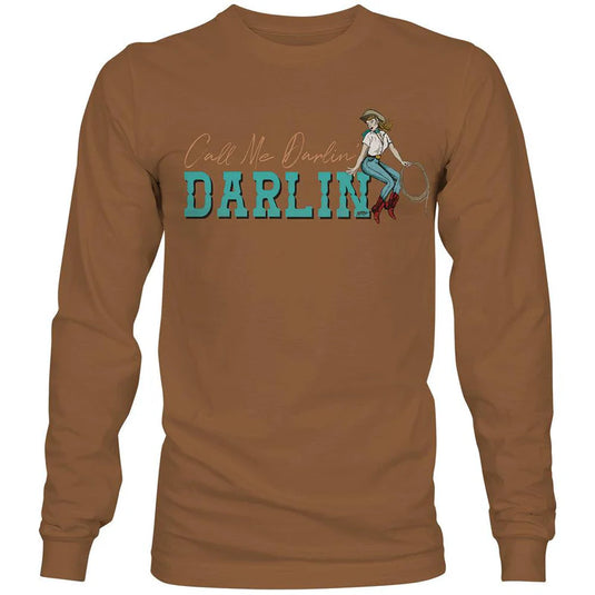 HT1562LTBR - Hooey Ladies "Darlin" Light Brown Long Sleeve T-shirt