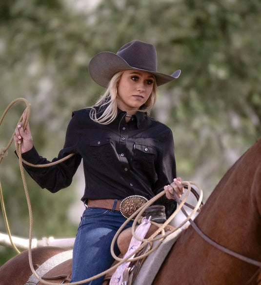 HT1664BK - Hooey Ladies "Sol Competition" Black Long Sleeve