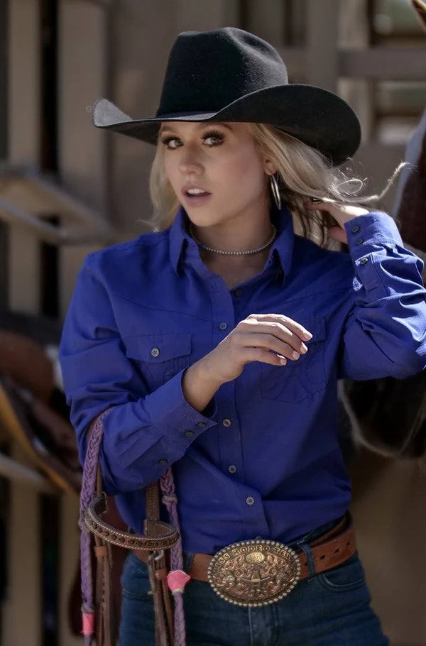 Load image into Gallery viewer, HT1664BL - Hooey Ladies "Sol Competition" Royal Long Sleeve
