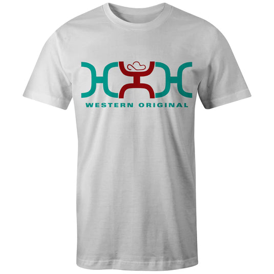 HT1681WH - HOOEY MEN'S  "LOOP" WHITE W/TURQUOISE /RED LOGO T-SHIRT