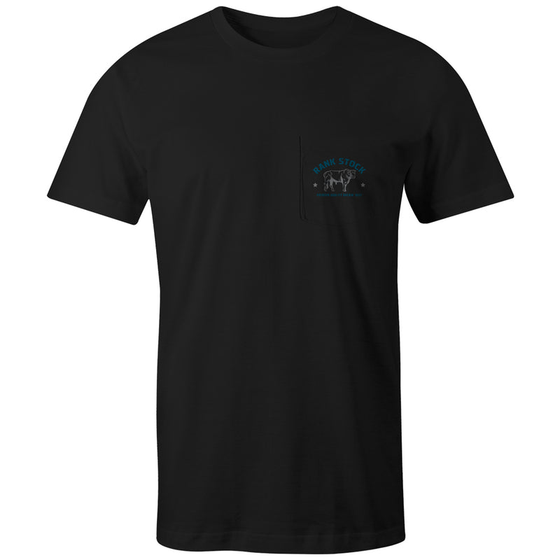Load image into Gallery viewer, HT1684BK - Hooey "Charbray" Black w/Grey/Blue Rank Stock Logo T-shirt
