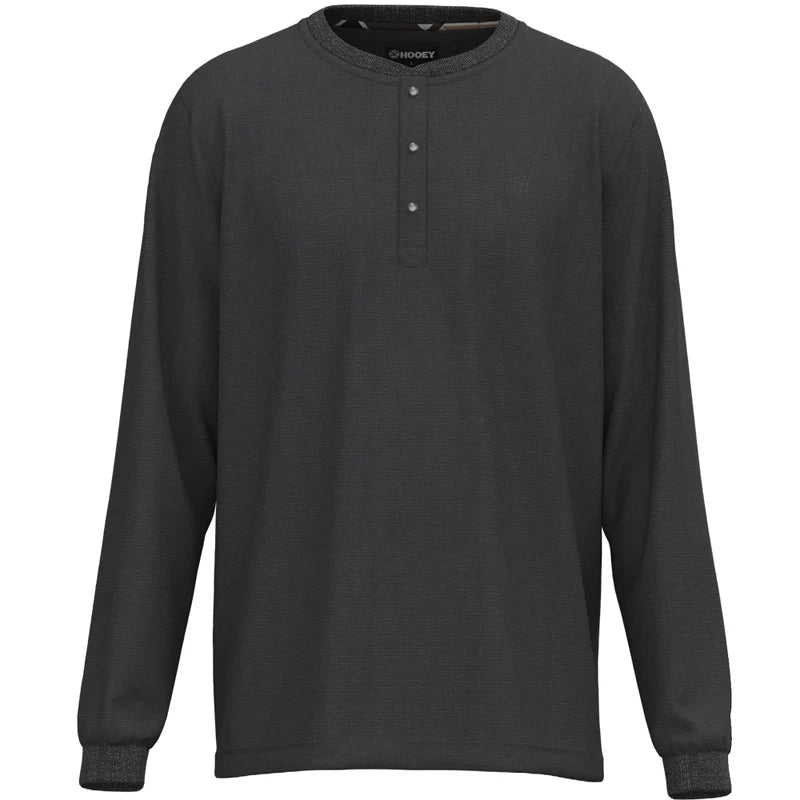 Load image into Gallery viewer, HT1691BK - HOOEY MEN&#39;S  &quot;HENLEY&quot; ASHPHALT LONG SLEEVE THERMAL SHIRT
