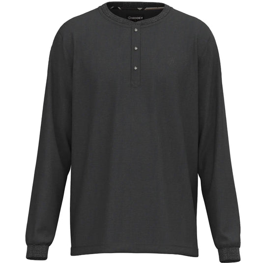 HT1691BK - HOOEY MEN'S  "HENLEY" ASHPHALT LONG SLEEVE THERMAL SHIRT