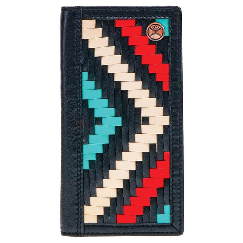 Load image into Gallery viewer, HW010-BKRD - Hooey &quot;Black Hawk&quot; Rodeo Hooey Wallet Black/Red Aztec Print

