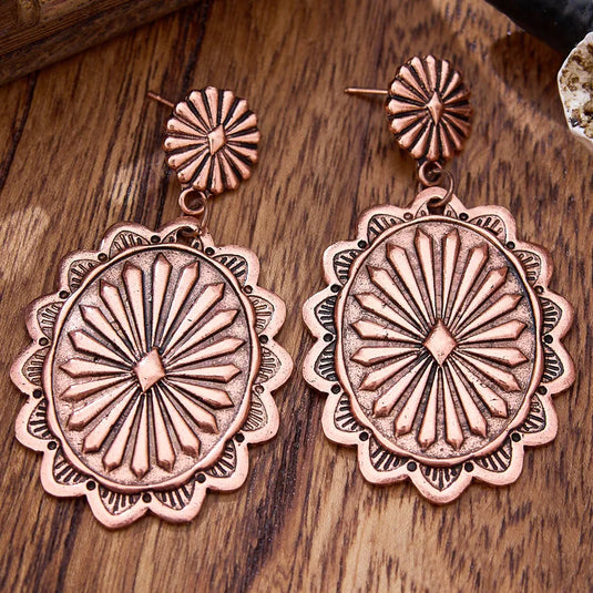 NIHER118 - Ancient Gold Handmade Floral Earrings