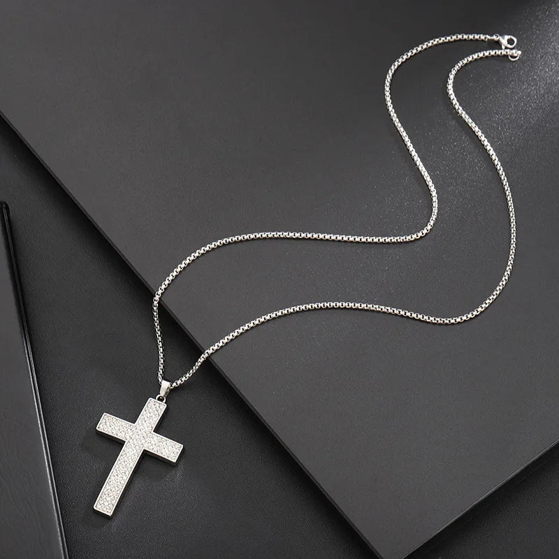 Load image into Gallery viewer, NIHNK4 - Titanium Steel Plating Rhinestone Inlay Cross Necklace

