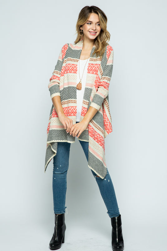 IM0527C - Aztec Cardigan Sweater