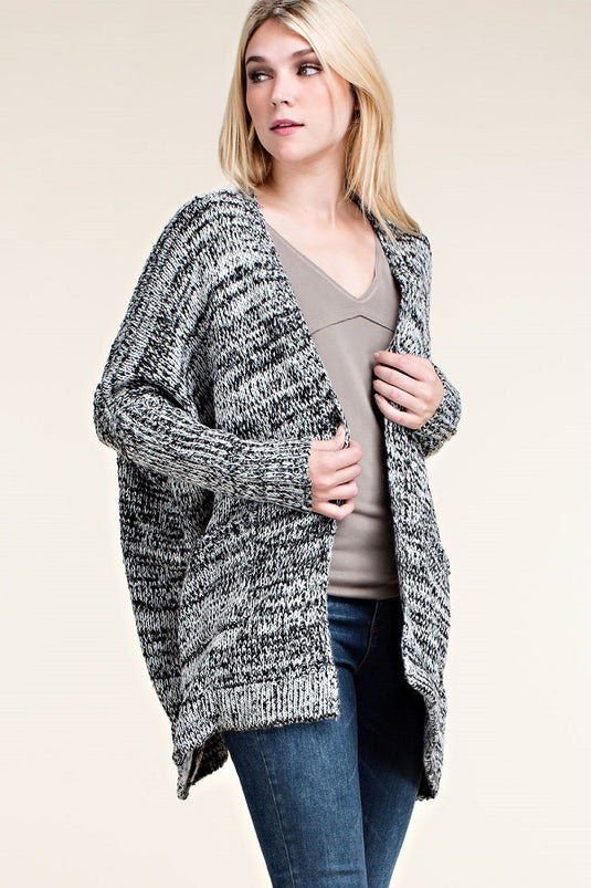 IM0548C - Multi Black Slub Cardigan