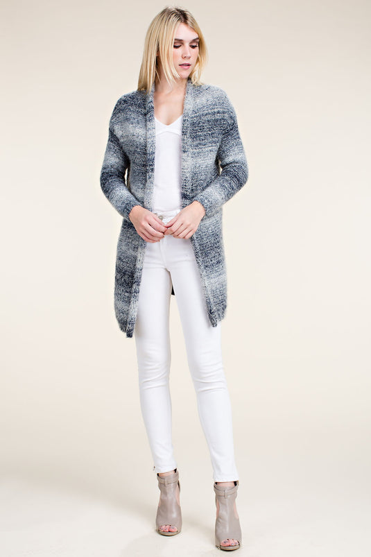 IM0549C - Multi Blue Long Sleeve Cardigan