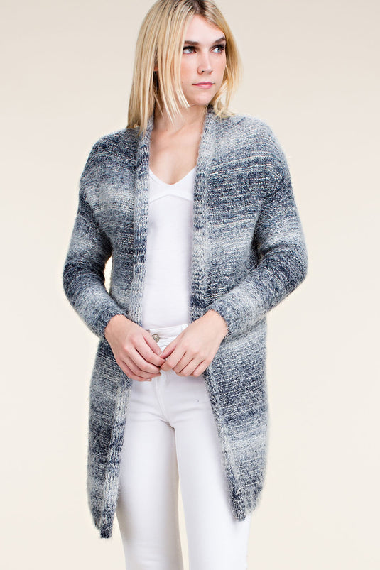 IM0549C - Multi Blue Long Sleeve Cardigan