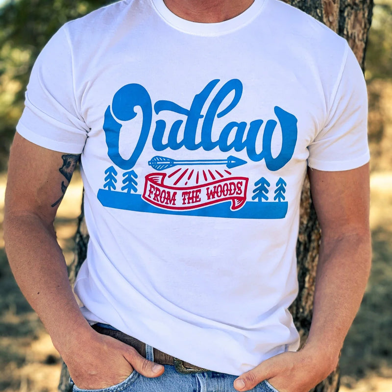 Load image into Gallery viewer, OUT60011 - Outlaw FROM THE WOODS White T Shirt
