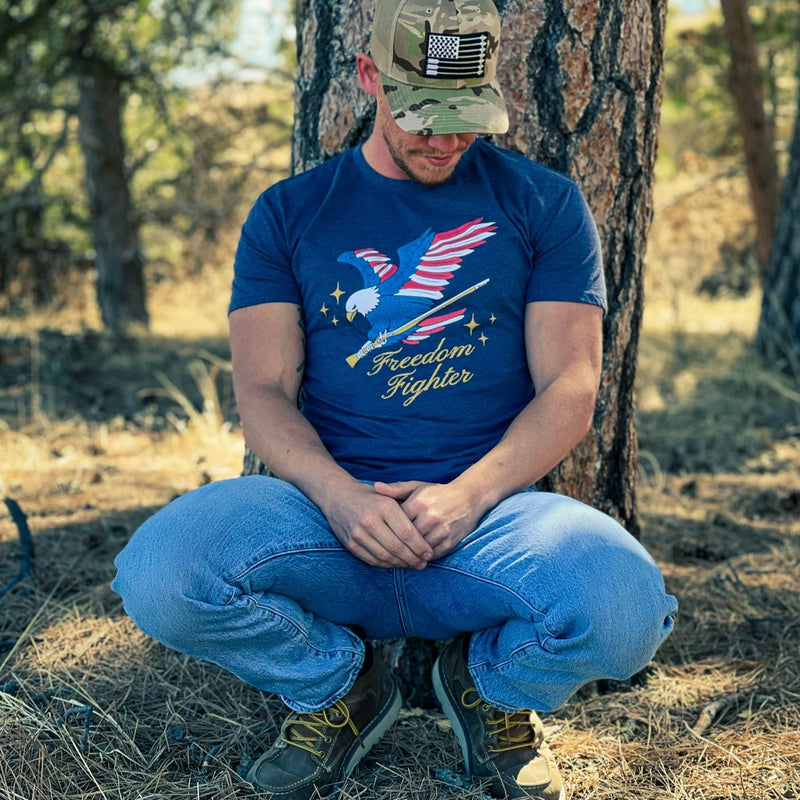 Load image into Gallery viewer, OUT60012 - Outlaw FREEDOM FIGHTER Denim Heather T Shirt
