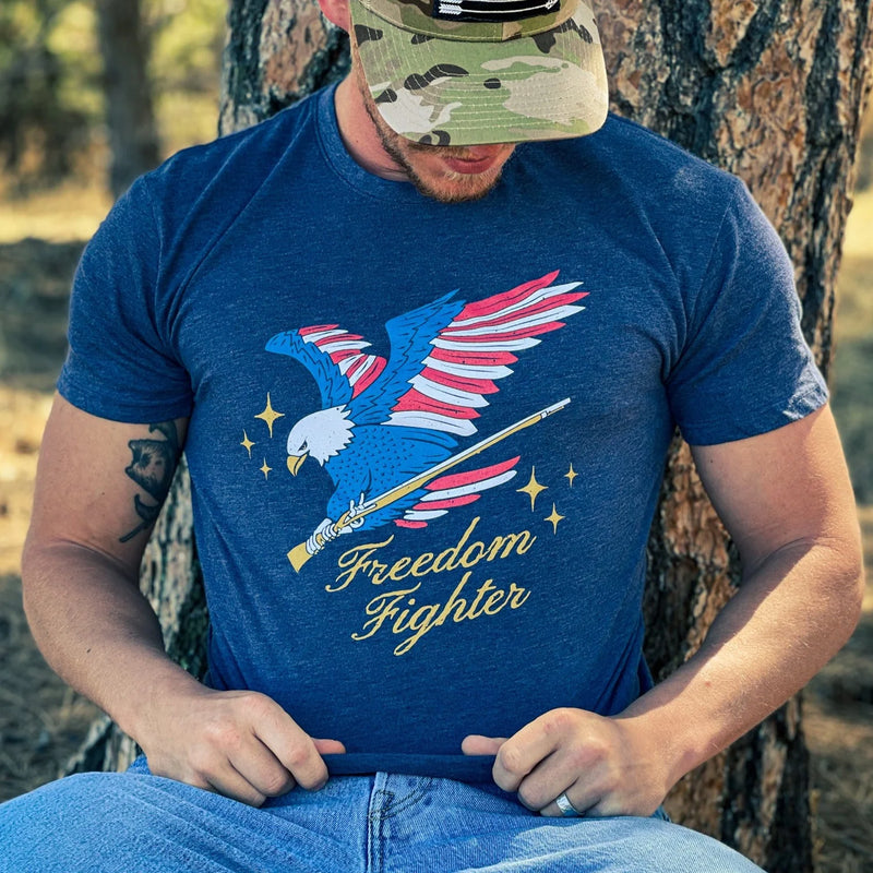 Load image into Gallery viewer, OUT60012 - Outlaw FREEDOM FIGHTER Denim Heather T Shirt
