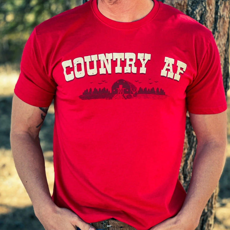 Load image into Gallery viewer, OUT60007 - Outlaw COUNTRY AF Red T Shirt
