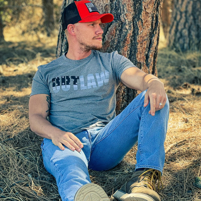Load image into Gallery viewer, OUT60001 - OUTLAW Americana Graphite Heather T Shirt
