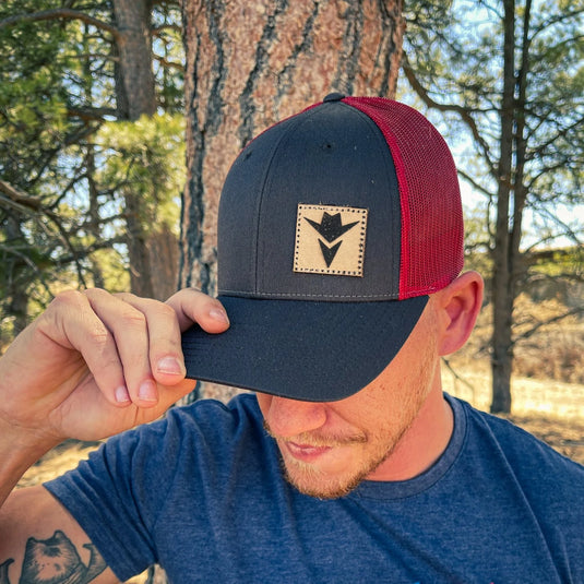 OUT5019 - Coffee/Claret OUTLAW Minimalist Logo Leather Patch
